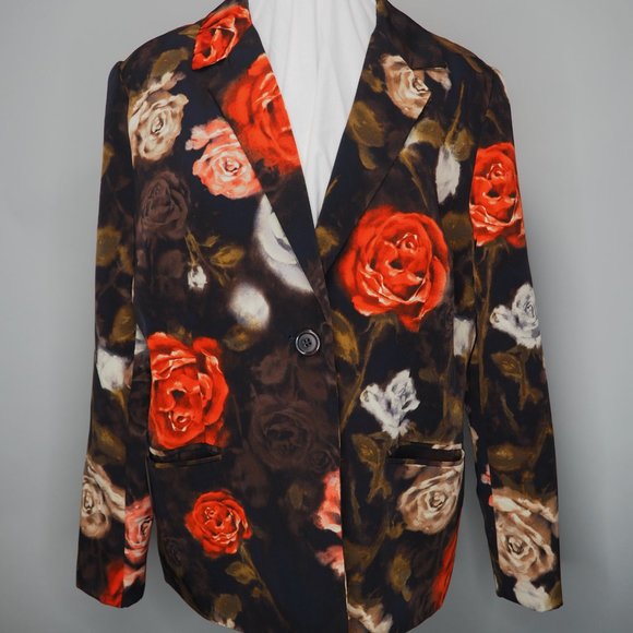 Susan Graver Roses Floral Blazer Size L - Picture 5 of 9